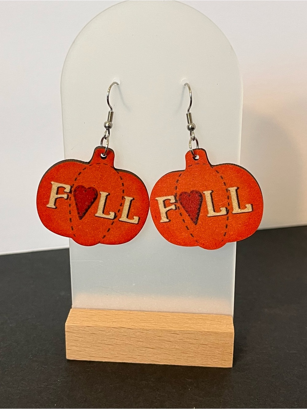 New handmade Fall Pumpkin Heart Drop Earrings - Orange
